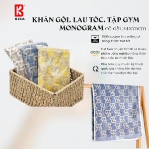 Khăn Lau Đầu Cotton Họa Tiết Monogram